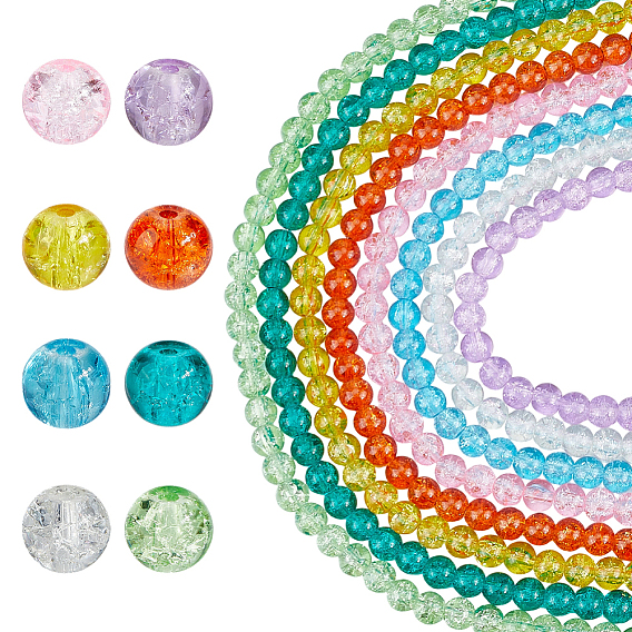 8 нити 8 цвета, окрашенные аэрозольной краской, бусины из кракелюра, круглые