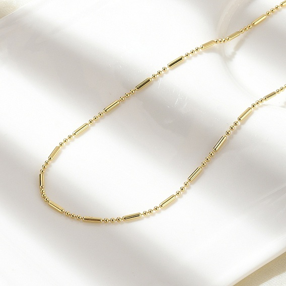 Латунные ожерелья из цепочек с шариками и столбиками, долговечный, стойки покрытие, без свинца и без кадмия