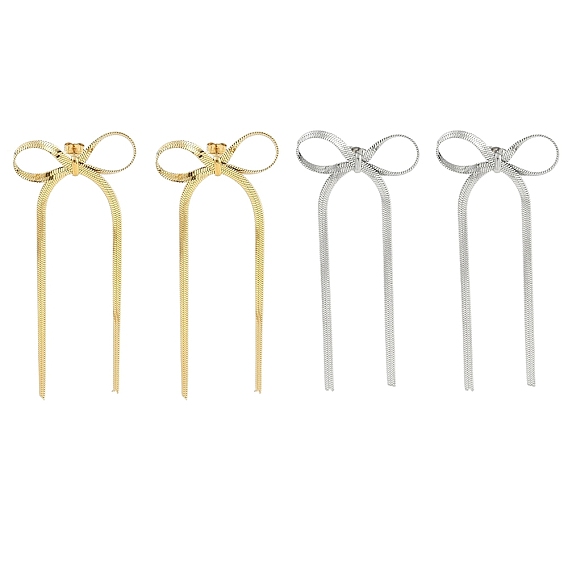 Ионное покрытие (ip) 304 серьги-гвоздики из нержавеющей стали, бантом