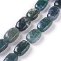 Natural Moss Agate Beads Strands, Cuboid