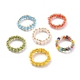 Round Glass Seed Beaded Finger Rings, with Real 18K Gold Plated Copper Wire