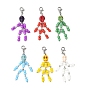 Skeleton Synthetic Turquoise & Glass Seed Beads Pendant Decorations, with 304 Stainless Steel Lobster Claw Clasps