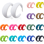 15 paires 15 couleurs boucles d'oreilles à tige en acrylique, en forme de C, platine