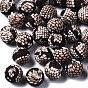 Food Grade Eco-Friendly Silicone Beads, Printed, Round with Snakeskin Pattern