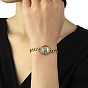 Placage ionique (ip) 304 bracelets à maillons en acier inoxydable, gourmettes bracelets pour femmes, plat rond avec alexandre