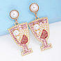 Chic Summer Pearl and Rhinestone Cup Earrings for Women - Fashionable Alloy Ear Studs with Atmospheric Style