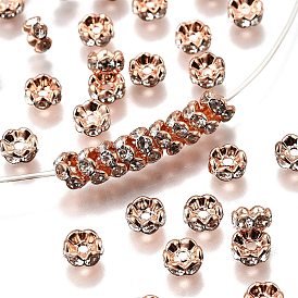 Латунные бусины разделители для поставки стразов, класс AAA, волнистый край, без никеля , розовое золото , рондель, 5x2.5 мм, отверстие : 1 мм