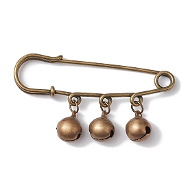 Brass Bell Charms Kilt Pins Brooch, with Stainless Steel Safety Pins