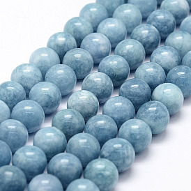 Billes de perles d'amazonite imitation en jade blanc naturel, ronde, teint