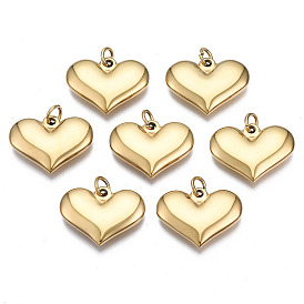 316 Surgical Stainless Steel Pendants, with Jump Rings, Heart