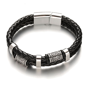 Imitation Leather Cord Bracelets, with Alloy Magnetic Buckles
