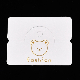 Paper Foldable Header Cards, Bear Printed Packaging Paper Card with Hanging Hole, Rectangle