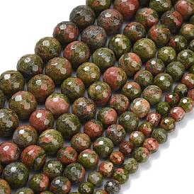Природные Unakite бисер нитей, граненые, круглые