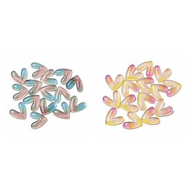 Luminous Transparent Resin Decoden Cabochons, Glow in the Dark Heart with Glitter Powder
