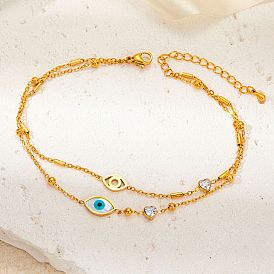 304 двухслойные браслеты из нержавеющей стали со стразами, золотые