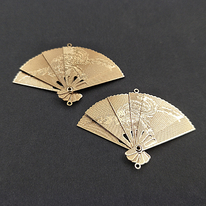 Brass Connector Charms, Miniature Fan Links, for Dollhouse Decoration