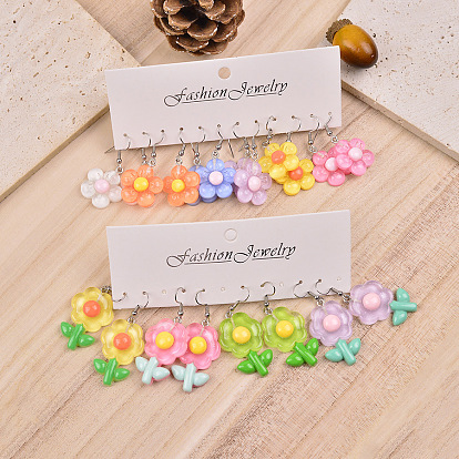 Серьги-подвески из смолы и сплава ко Дню святого Валентина, платина, разноцветные, платина