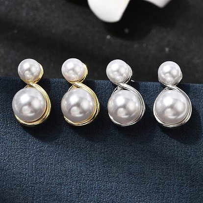 Латунь серьги стержня, с пластмассовой жемчужиной abs, долговечный, стойки покрытие, без свинца и без кадмия