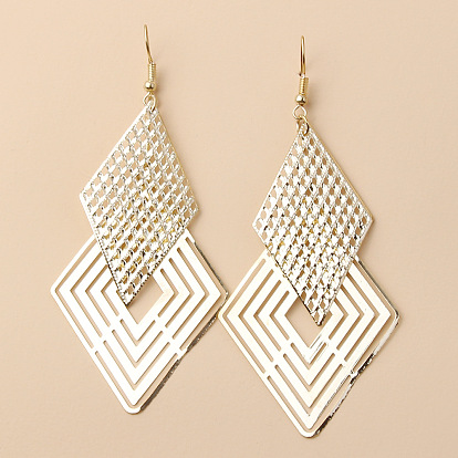 European and American Fashion Hollow Metal Pendant Earrings - Geometric Ear Jewelry for Women.