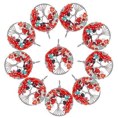 Дерево жизни драгоценных камней больших подвесками, латунная фурнитура с платиновым покрытием