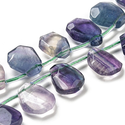 Natural Fluorite Beads Strands, Faceted, Teardrop, Top Drilled