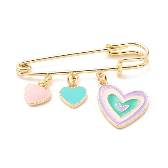 Эмалированная брошь с подвеской в форме сердца, английская булавка для платья с воротником-шарфом