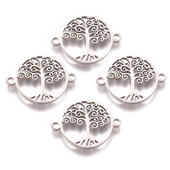 201 звенья / соединители из нержавеющей стали, плоские круглые с дерева жизни