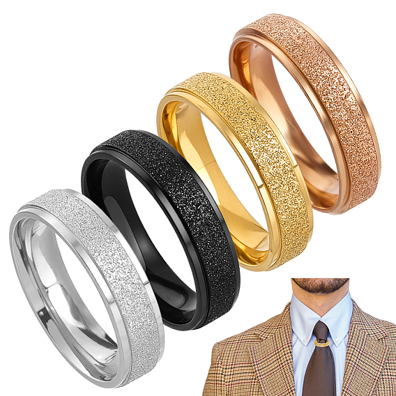 8 шт. 4 цвета 201 кольца из нержавеющей стали, матовые