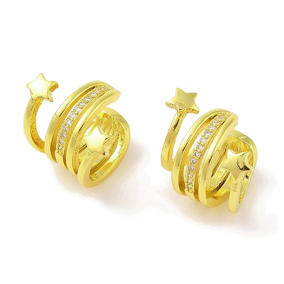 Женские серьги-манжеты из латуни с микропаве и прозрачным цирконием, звезда