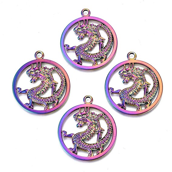 Plated Alloy Pendants, Cadmium Free & Lead Free, Ring with Chinese Dragon