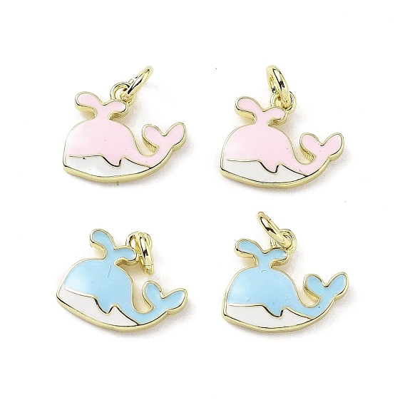 Латунь эмаль прелести, очарование кита, с целью перехода в кольце, стойки покрытие, долговечный, без свинца и без кадмия, реальный 18 k позолоченный