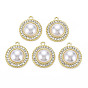 Alloy Pendants, with Crystal Rhinestone and ABS Plastic Imitation Pearl, Cadmium Free & Lead Free, Flat Round