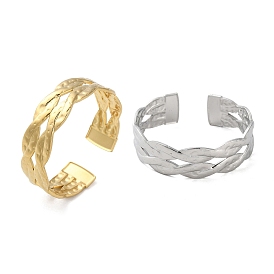 304 плетеные открытые браслеты-манжеты из нержавеющей стали, полые браслеты для женщин