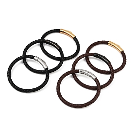 Кожаный браслет с плетеным шнуром и 304 застежкой из нержавеющей стали для мужчин и женщин