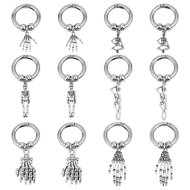 12 шт 6 стиль сплав обувь подвески, с литыми пружинными кольцами, разнообразные