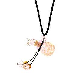 Collier pendentif bouteille de parfum au chalumeau avec perles de verre, bijoux de fiole d'huile essentielle pour les femmes