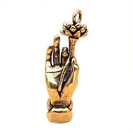 Brass Pendants, Buddha's Hand with Lotus Charm