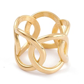 Ion Plating(IP) Unisex 304 Stainless Steel Finger Rings, Wide Band Rings, Curb Chain Shape