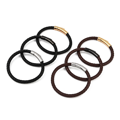 Кожаный браслет с плетеным шнуром и 304 застежкой из нержавеющей стали для мужчин и женщин