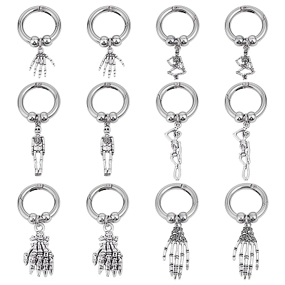 12 шт 6 стиль сплав обувь подвески, с литыми пружинными кольцами, разнообразные