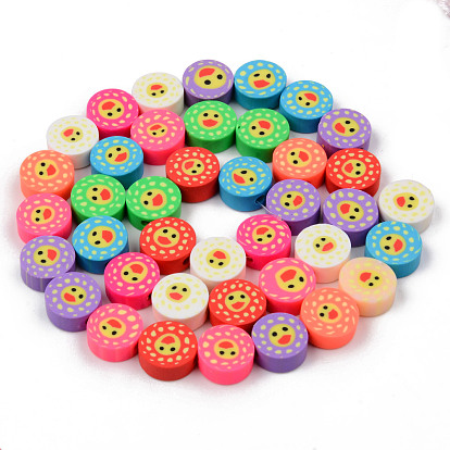 Handmade Polymer Clay Beads Strands, for DIY Jewelry Crafts Supplies, Flat Round with Duck