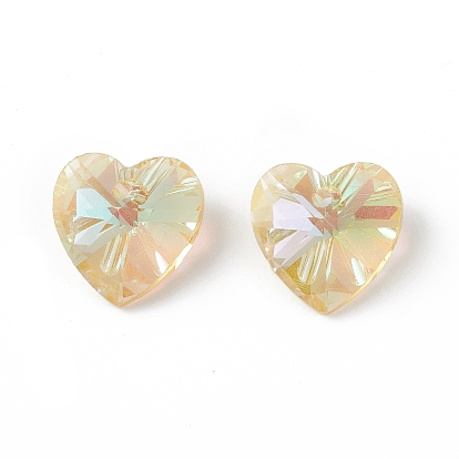 Transparent Faceted Glass Charms, Heart