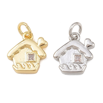 Латунные микро проложить кубического циркония подвески, прелести дома, без кадмия и без свинца, стойки покрытие, долговечный, с целью перехода в кольце