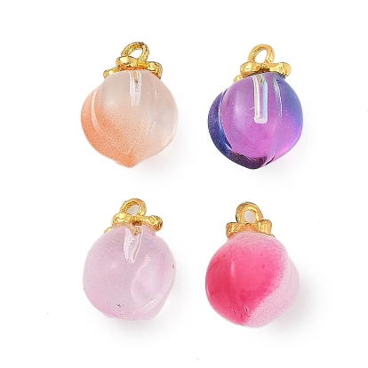 Подвески из сплава , подвески персикового цвета, со стеклом, золотые