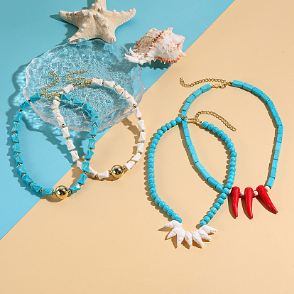 Ожерелья из богемского сплава с синтетической бирюзой