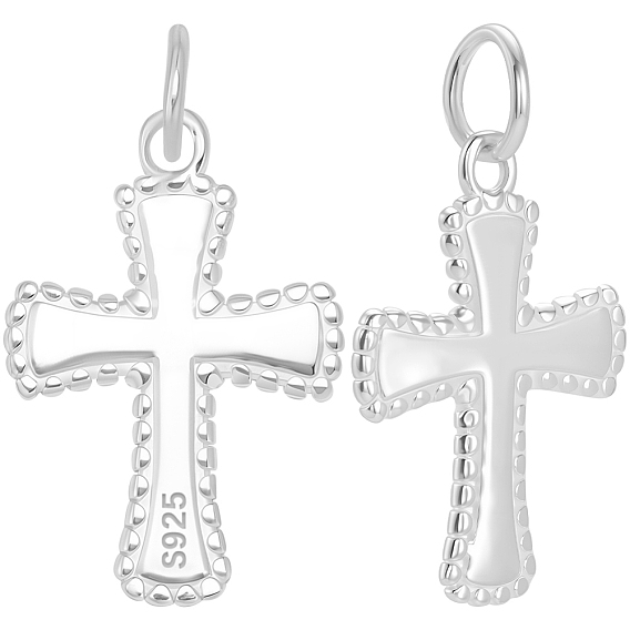 2 шт. 925 подвески из стерлингового серебра, религия крест прелести, с 925 штампом и соединительными кольцами