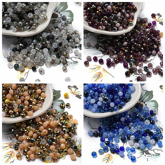 Прозрачные стеклянные бусины, граненые, рондель