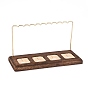 Iron Finger Ring Earring Display Holder, Jewelry Display Rack, with Burlap & Wood Base