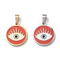 304 Stainless Steel Enamel Pendants, Flat Round with Eye