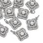 SHEGRACE Brass Pave Clear Cubic Zirconia Pendants, with ABS Imitation Pearl, Clover Charms, Cadmium Free & Nickel Free & Lead Free, Long-Lasting Plated